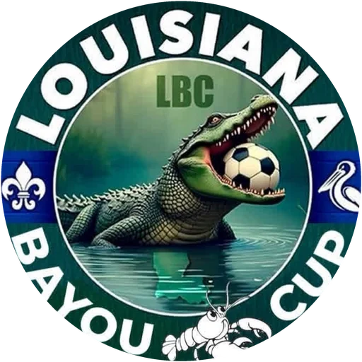 Escudo de la Louisiana Bayou Cup: un caimán con un balón de soccer